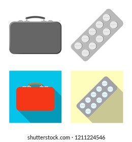 Isolated object of pharmacy and hospital logo. Set of pharmacy and business vector icon for stock.