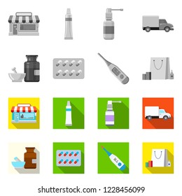 Isolated object of pharmacy and hospital logo. Set of pharmacy and business stock symbol for web.