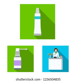 Isolated object of pharmacy and hospital logo. Set of pharmacy and business stock vector illustration.