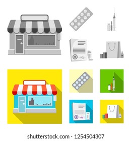 Isolated object of pharmacy and hospital logo. Set of pharmacy and business vector icon for stock.