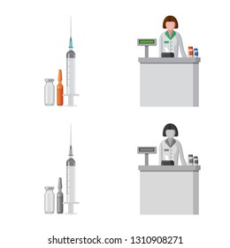 Isolated object of pharmacy and hospital logo. Collection of pharmacy and business stock symbol for web.
