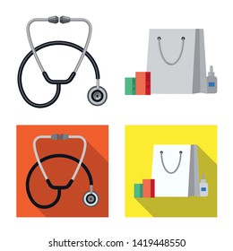 Isolated object of pharmacy and hospital logo. Collection of pharmacy and business vector icon for stock.