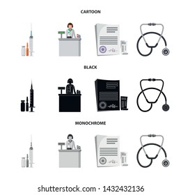 Isolated object of pharmacy and hospital logo. Set of pharmacy and business stock symbol for web.