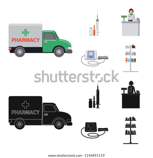 Isolated object of\
pharmacy and hospital logo. Collection of pharmacy and business\
stock vector\
illustration.
