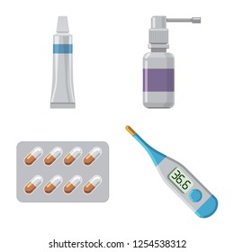 Isolated object of pharmacy and hospital sign. Collection of pharmacy and business vector icon for stock.
