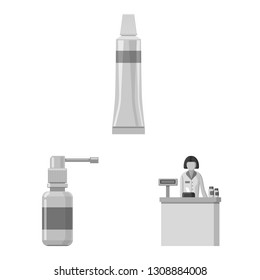 Isolated object of pharmacy and hospital sign. Set of pharmacy and business stock symbol for web.