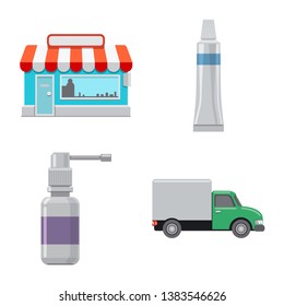 Isolated object of pharmacy and hospital sign. Set of pharmacy and business stock vector illustration.