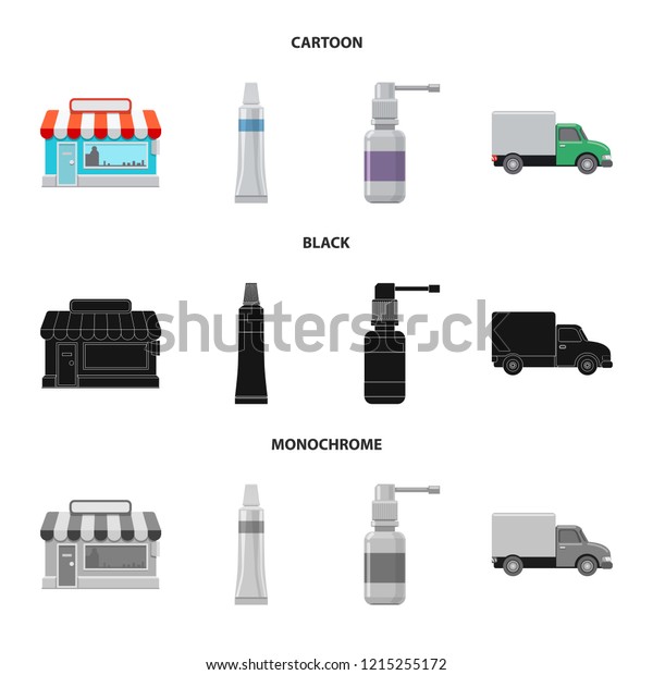 Isolated object of pharmacy and
hospital sign. Set of pharmacy and business stock symbol for
web.