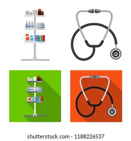 Isolated object of pharmacy and hospital symbol. Collection of pharmacy and business vector icon for stock.