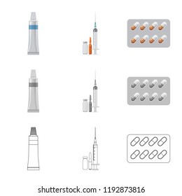 Isolated object of pharmacy and hospital symbol. Set of pharmacy and business stock symbol for web.