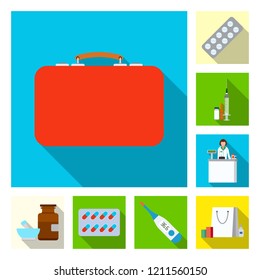 Isolated object of pharmacy and hospital symbol. Set of pharmacy and business stock symbol for web.