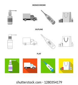 Isolated object of pharmacy and hospital symbol. Set of pharmacy and business stock symbol for web.