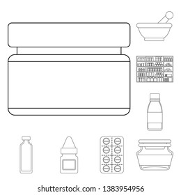 Isolated object of pharmacy and pharmaceutical icon. Set of pharmacy and health stock symbol for web.