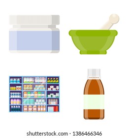 Isolated object of pharmacy and pharmaceutical icon. Set of pharmacy and health vector icon for stock.