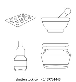 Isolated object of pharmacy and pharmaceutical icon. Set of pharmacy and health stock vector illustration.