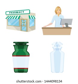 Isolated object of pharmacy and pharmaceutical logo. Collection of pharmacy and health vector icon for stock.