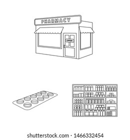 Isolated object of pharmacy and pharmaceutical logo. Collection of pharmacy and health stock symbol for web.