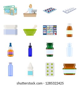 Isolated object of pharmacy and pharmaceutical symbol. Set of pharmacy and health stock symbol for web.