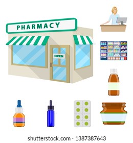 Isolated object of pharmacy and pharmaceutical symbol. Collection of pharmacy and health stock symbol for web.