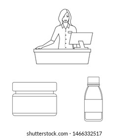 Isolated object of pharmacy and pharmaceutical symbol. Collection of pharmacy and health vector icon for stock.