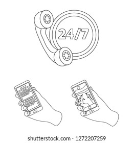 Isolated object of phone and screen logo. Set of phone and cellphone vector icon for stock.