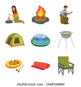 Isolated object of picnic and nature icon. Collection of picnic and travel stock symbol for web.