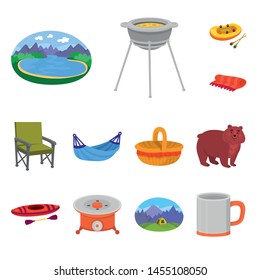 Isolated object of picnic and nature sign. Collection of picnic and travel stock symbol for web.