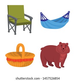 Isolated object of picnic and nature sign. Collection of picnic and travel vector icon for stock.