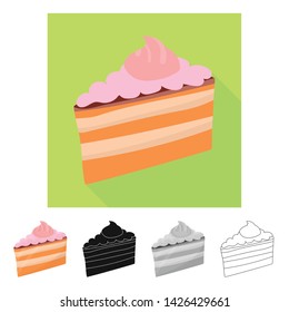 Isolated object of piece and pie logo. Set of piece and dessert stock vector illustration.