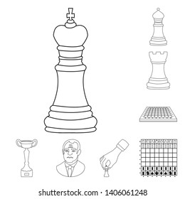Isolated object of piece and strategy icon. Collection of piece and play stock symbol for web.