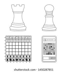 Isolated object of piece and strategy icon. Set of piece and play vector icon for stock.