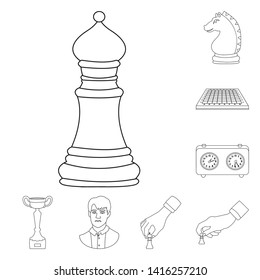 Isolated object of piece and strategy sign. Collection of piece and play stock vector illustration.