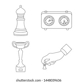 Isolated object of piece and strategy sign. Set of piece and play stock symbol for web.