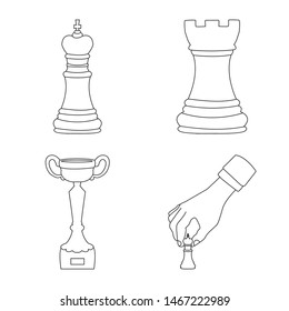 Isolated object of piece and strategy symbol. Set of piece and play stock symbol for web.