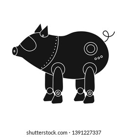 Isolated object of pig and robotic icon. Set of pig and cybernetics stock symbol for web.