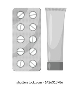 Isolated object of pill and medical logo. Collection of pill and aid stock vector illustration.