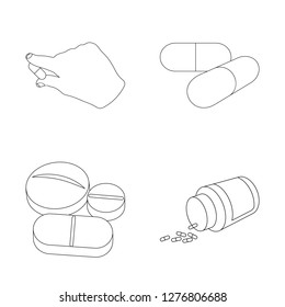 Isolated object of pill and medicine logo. Collection of pill and vitamin stock symbol for web.