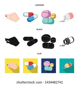 Isolated object of pill and medicine logo. Set of pill and vitamin stock symbol for web.