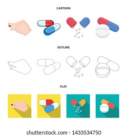 Isolated object of pill and medicine sign. Set of pill and vitamin stock symbol for web.