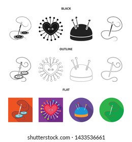 Isolated object of pin and sewing icon. Collection of pin and sketch stock symbol for web.