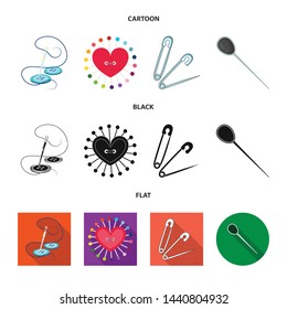 Isolated object of pin and sewing icon. Collection of pin and sketch stock vector illustration.
