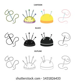 Isolated object of pin and sewing logo. Set of pin and sketch stock vector illustration.