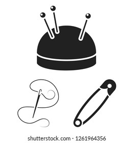 Isolated object of pin and sewing sign. Set of pin and sketch stock vector illustration.