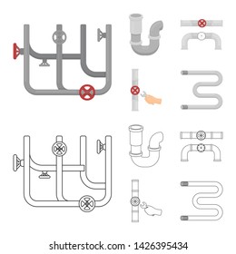 Isolated object of pipe and plumbing logo. Set of pipe and metal stock vector illustration.