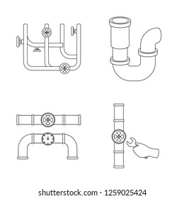 Isolated object of pipe and plumbing symbol. Set of pipe and metal stock vector illustration.