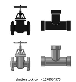Isolated object of pipe and tube icon. Set of pipe and pipeline vector icon for stock.