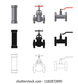 Isolated object of pipe and tube icon. Collection of pipe and pipeline stock symbol for web.