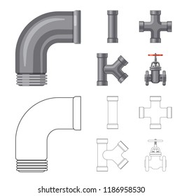 Isolated object of pipe and tube icon. Set of pipe and pipeline vector icon for stock.