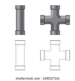 Isolated object of pipe and tube icon. Set of pipe and pipeline stock symbol for web.