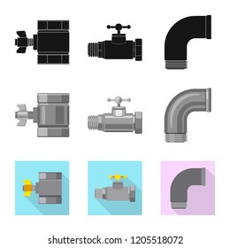 Isolated object of pipe and tube icon. Set of pipe and pipeline vector icon for stock.
